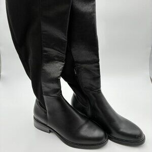 a new day Black Knee High Riding Boots Side Zip Women’s Size 10 Faux Leather"